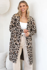 Banks Cardigan - Collared Leopard Print Cardigan with Pockets in Camel