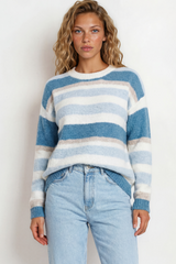 Model wearing Bay Jumper in Blue from Salty Crush