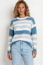 Model wearing Bay Jumper in Blue from Salty Crush