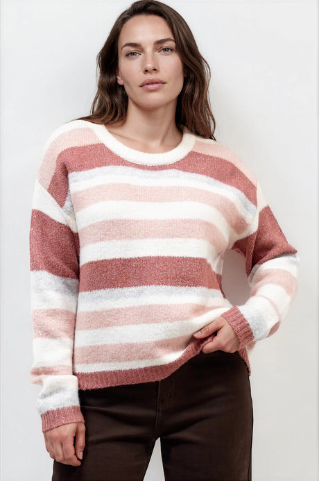Model wearing Bay Jumper in Pink from Salty Crush
