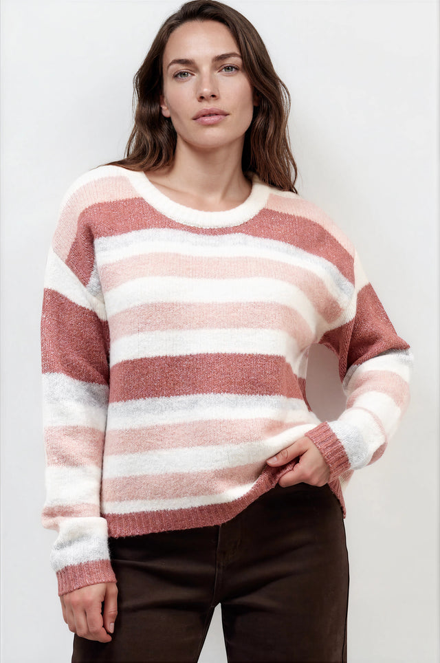 Model wearing Bay Jumper in Pink from Salty Crush
