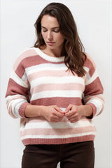 Model wearing Bay Jumper in Pink from Salty Crush