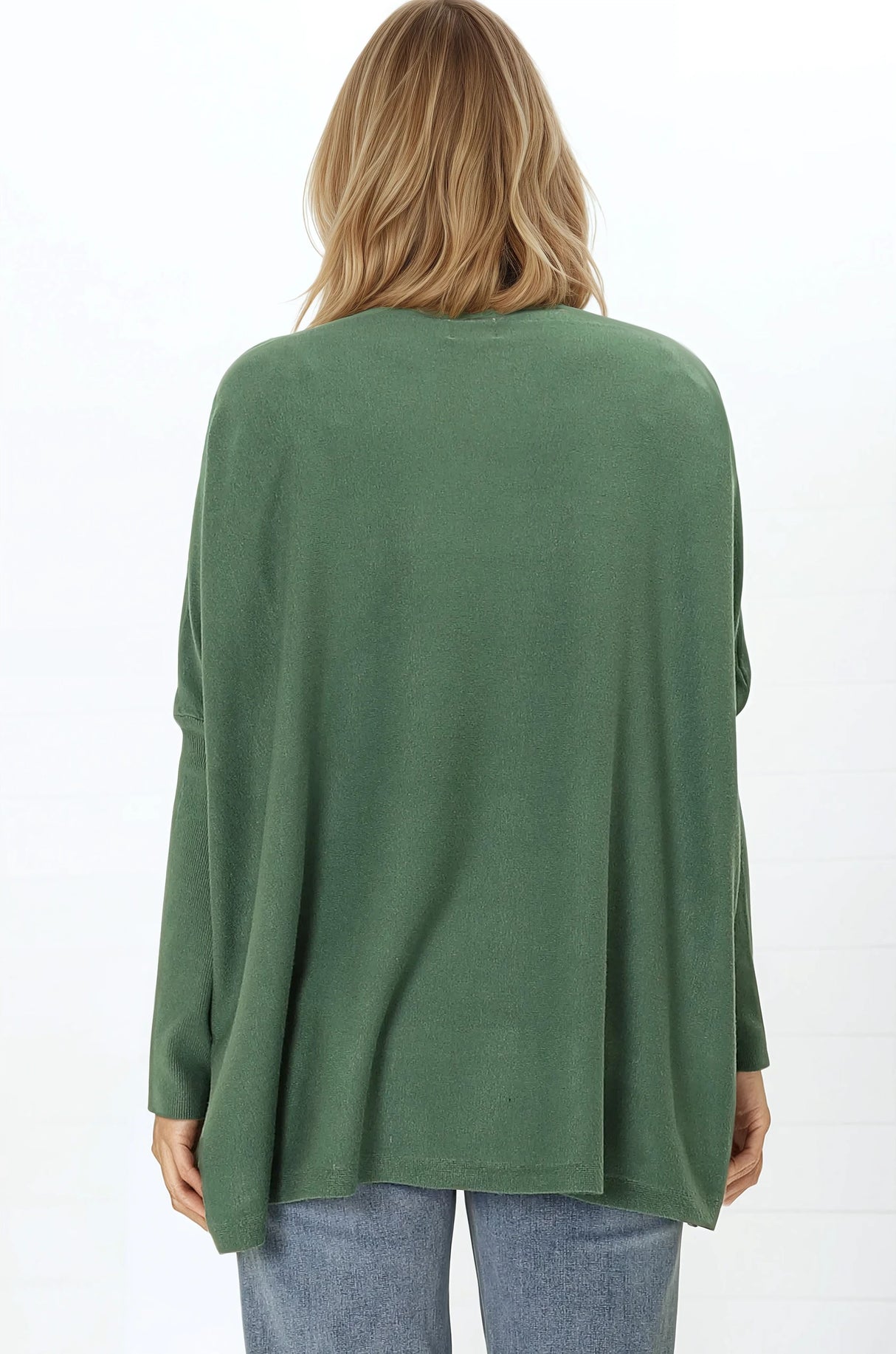 Belinda Knit Top - Boat Neckline Boxy Batwing Top in Teal