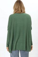 Belinda Knit Top - Boat Neckline Boxy Batwing Top in Teal