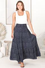 Bell Maxi Skirt/Midi Dress - Shirred Waistband Tiered Skirt or Dress in Teardrop Print