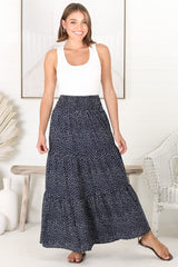 Bell Maxi Skirt/Midi Dress - Shirred Waistband Tiered Skirt or Dress in Teardrop Print