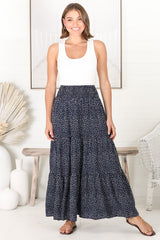 Bell Maxi Skirt/Midi Dress - Shirred Waistband Tiered Skirt or Dress in Teardrop Print