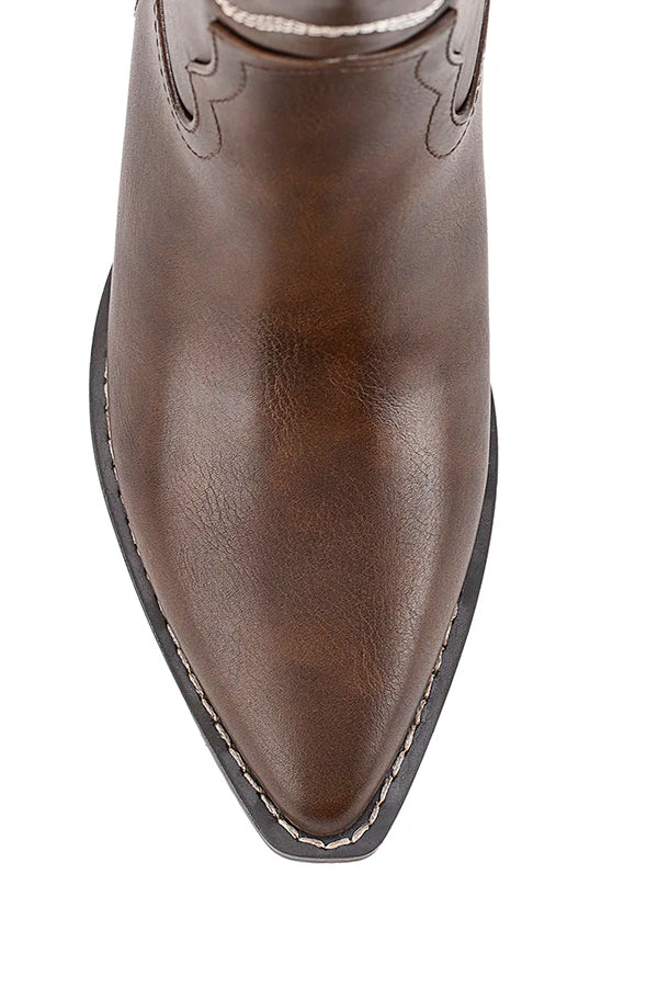 Bentley Embroidered Cowboy Boots- Chocolate