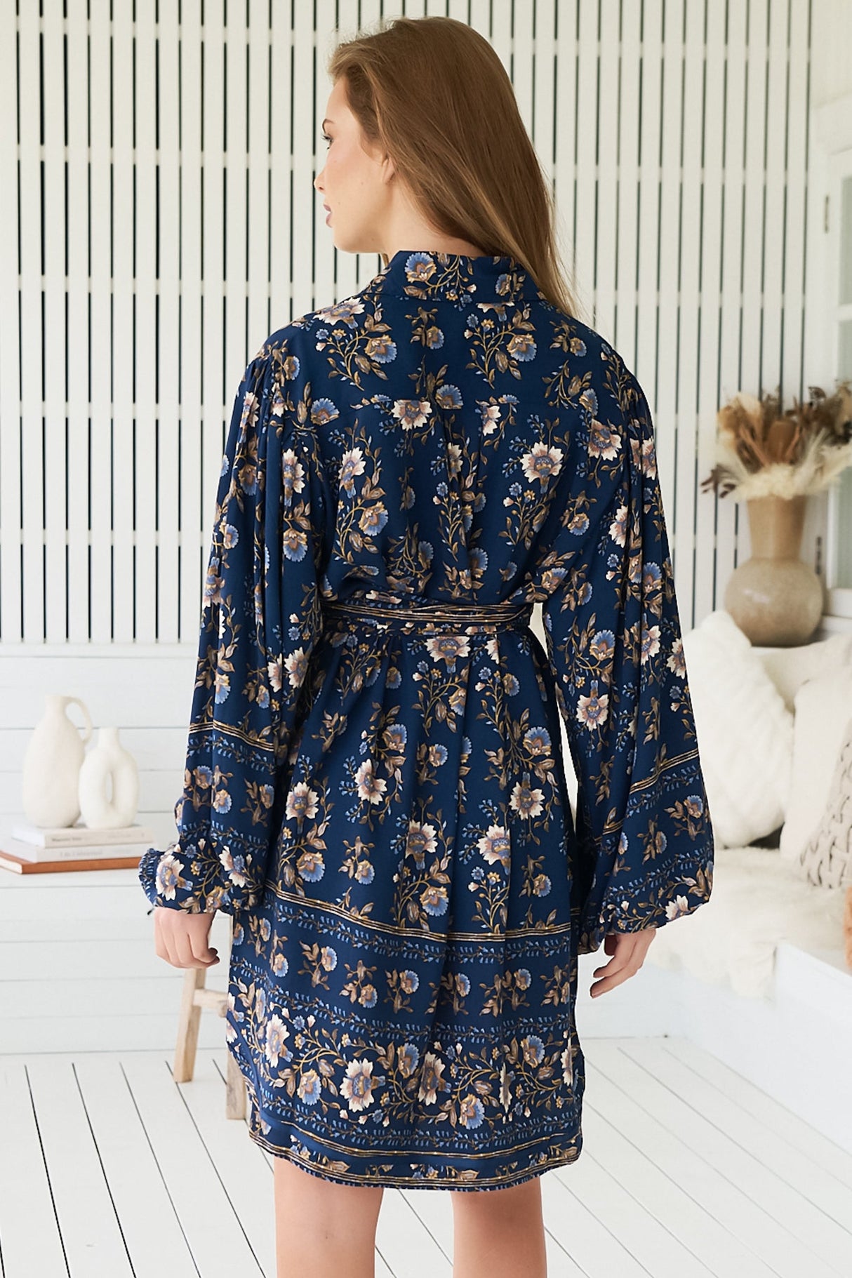 JAASE - Beverly Shirt Dress: Button Down Dress with Matching Belt in Adeline Print