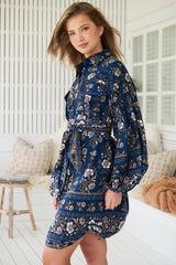 JAASE - Beverly Shirt Dress: Button Down Dress with Matching Belt in Adeline Print