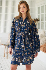 JAASE - Beverly Shirt Dress: Button Down Dress with Matching Belt in Adeline Print