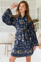 JAASE - Beverly Shirt Dress: Button Down Dress with Matching Belt in Adeline Print
