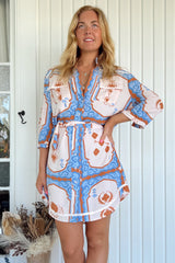 Beverly Shirt Dress - Button Down Dress with Matching Belt in Ace of Spades Print