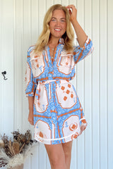 JAASE - Beverly Shirt Dress: Button Down Dress with Matching Belt in Ace of Spades Print