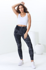 Axel Leggings - High Waisted Full Length Leggings in Grey Tie-Dye