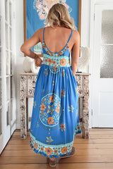 JAASE - Bibi Maxi Dress: Scoop Neck Adjustable Strap Sun Dress in Riviera Print