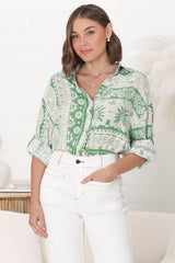 Billi Shirt  - Long Sleeve Button Down in Adilla Print