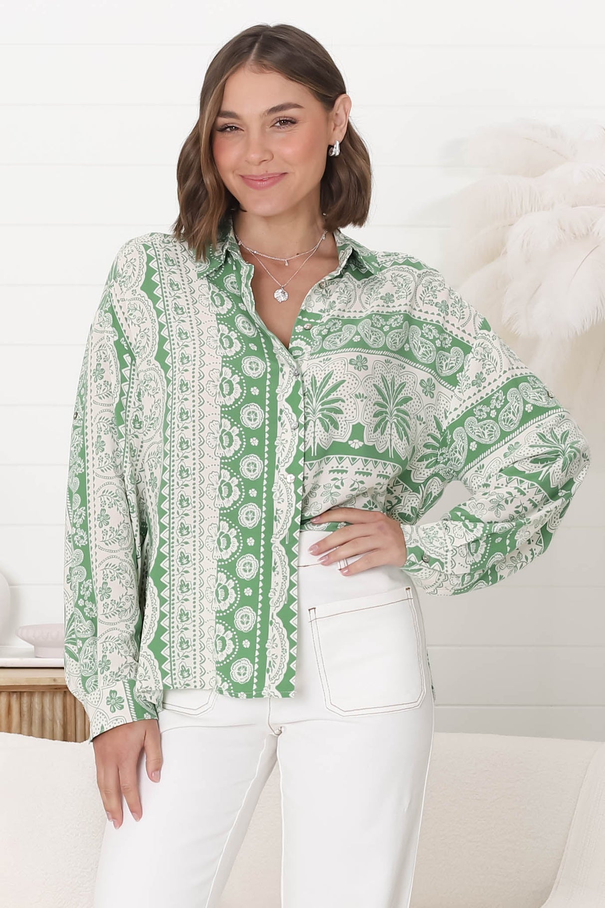 Billi Shirt  - Long Sleeve Button Down in Adilla Print