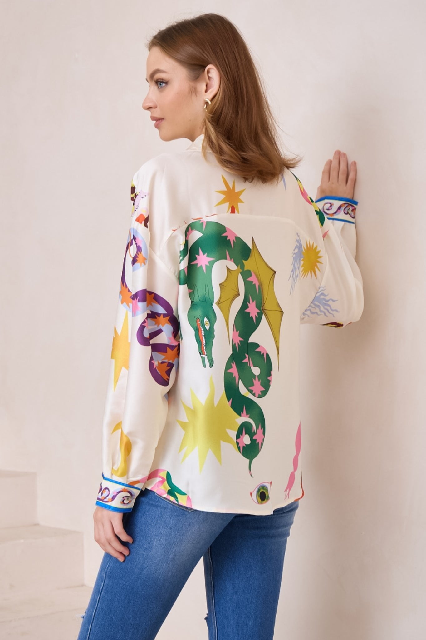 Billi Shirt  - Long Sleeve Button Down in Leanne Print