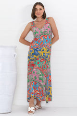 Billie Maxi Dress - V Neck Pull Over Sun Dress with Side Splits in Codelle Print