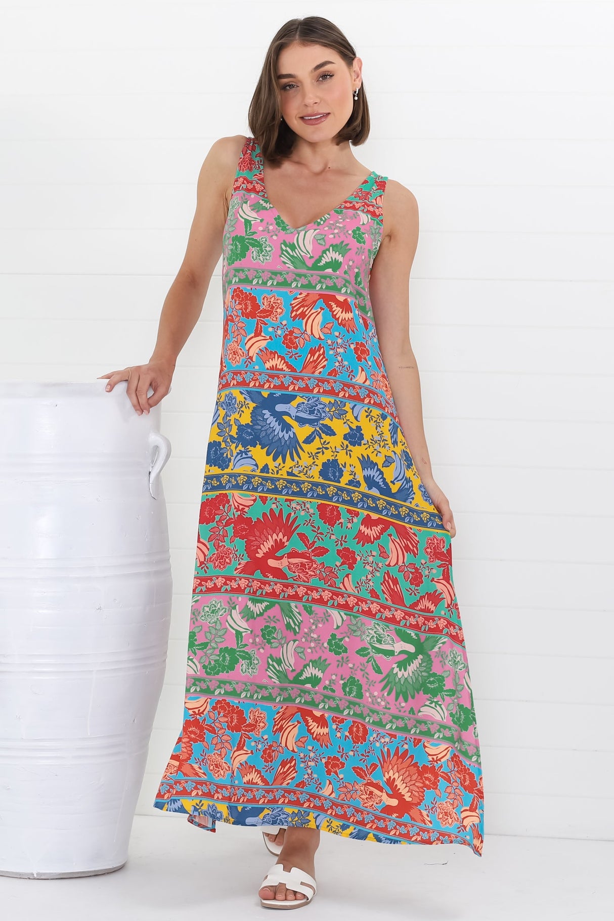 Billie Maxi Dress - V Neck Pull Over Sun Dress with Side Splits in Codelle Print