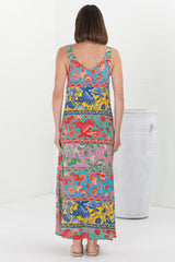 Billie Maxi Dress - V Neck Pull Over Sun Dress with Side Splits in Codelle Print