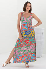 Billie Maxi Dress - V Neck Pull Over Sun Dress with Side Splits in Codelle Print