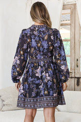 Biondi Mini Dress - Deep V-Neck A-Line Mini with Balloon Sleeves in Luella Print