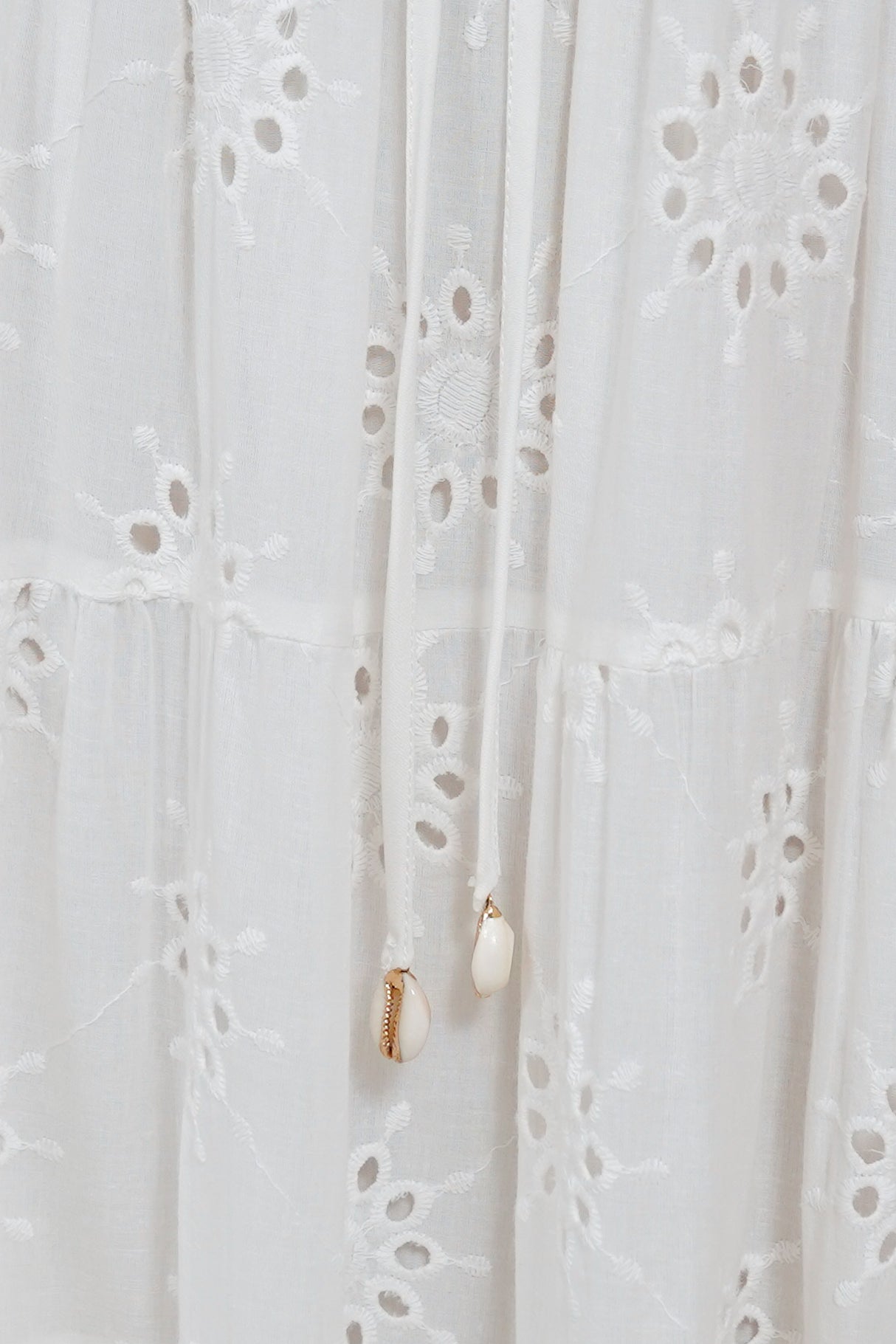Blanche Maxi Skirt -Hollow out Embroidered Skirt in White