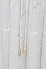 Blanche Maxi Skirt -Hollow out Embroidered Skirt in White