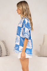 Blaze Shirt - Collared Button Down Shirt with Short Sleeves in Atrina Print