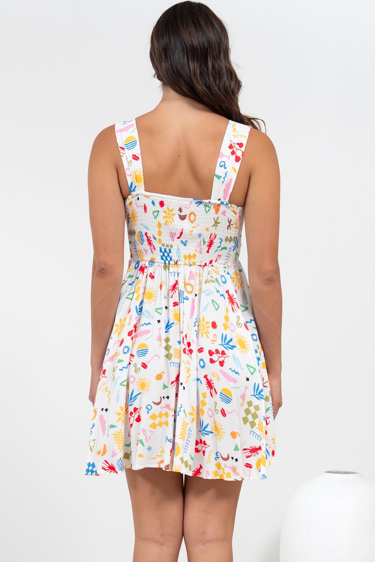 Bliss Mini Dress - Square Neckline Tiered Sun Dress in Soliel Print
