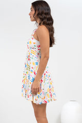 Bliss Mini Dress - Square Neckline Tiered Sun Dress in Soliel Print