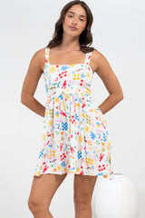 Bliss Mini Dress - Square Neckline Tiered Sun Dress in Soliel Print