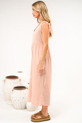 Blossie Jumpsuit - Square Neck Cropped Jumpsuit with Tie Shoulder Straps in Coral Gingham