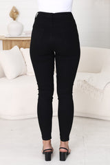 Bob Jeans - High Waist Stretch Skinny Leg Jeans in Black