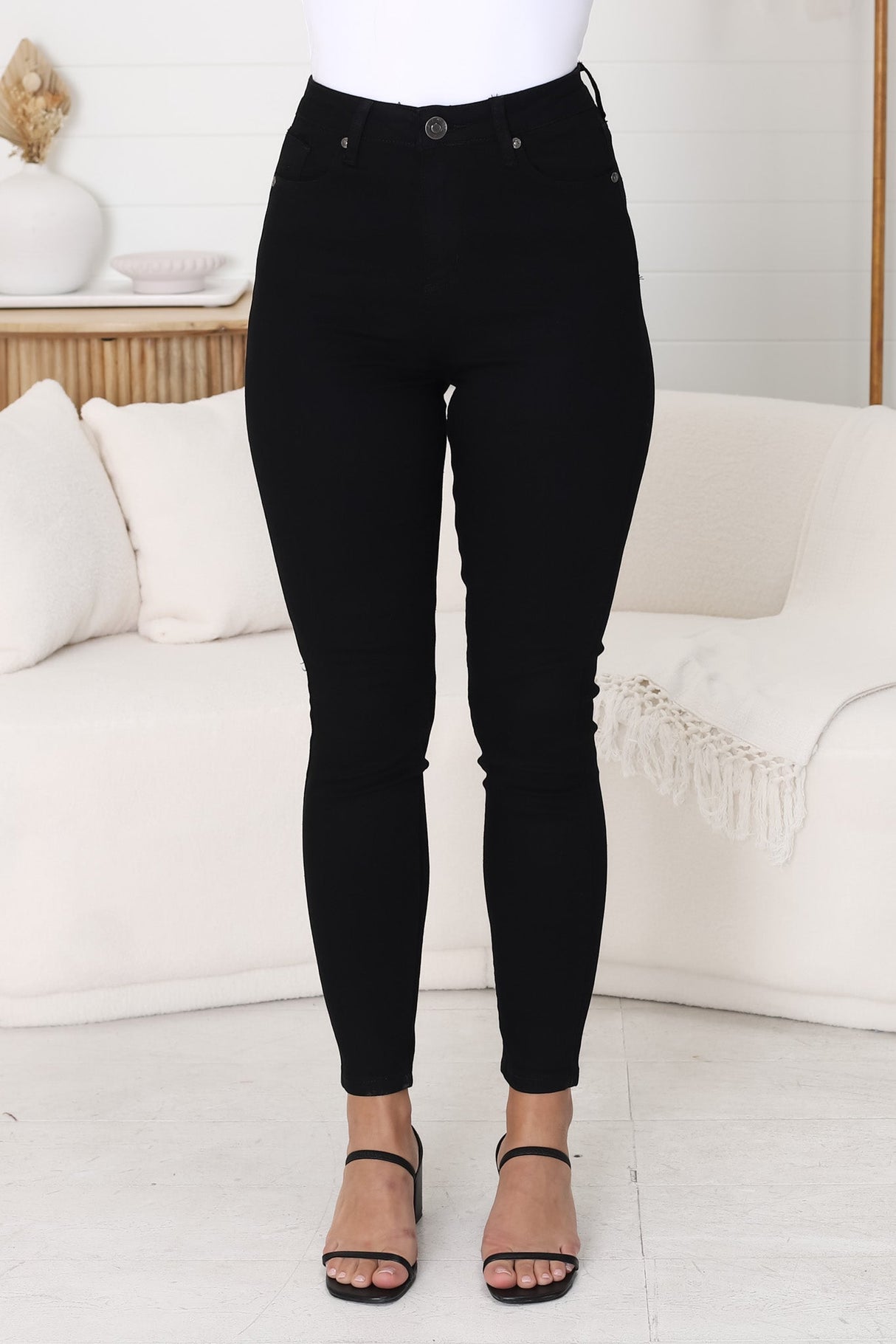 Bob Jeans - High Waist Stretch Skinny Leg Jeans in Black