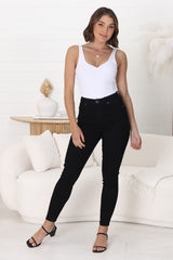 Bob Jeans - High Waist Stretch Skinny Leg Jeans in Black