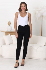 Bob Jeans - High Waist Stretch Skinny Leg Jeans in Black