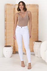 Bob Jeans - High Waist Stretch Skinny Leg Jeans in White