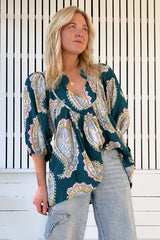 JAASE - Boheme Blouse: Thick Collar Smock Blouse in Mahala Print