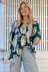 JAASE - Boheme Blouse: Thick Collar Smock Blouse in Mahala Print