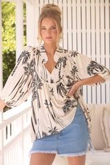 JAASE - Boheme Blouse: Thick Collar Smock Blouse in Serene Print