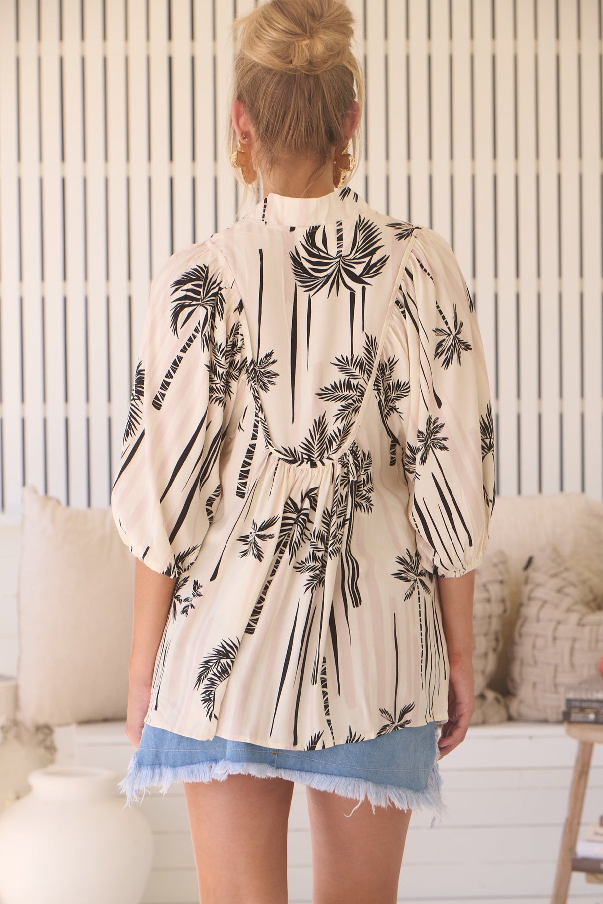 JAASE - Boheme Blouse: Thick Collar Smock Blouse in Serene Print