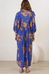 Boheme Midi Dress - Piping Defined Bust Slimline Smock Dress In Maribella Print