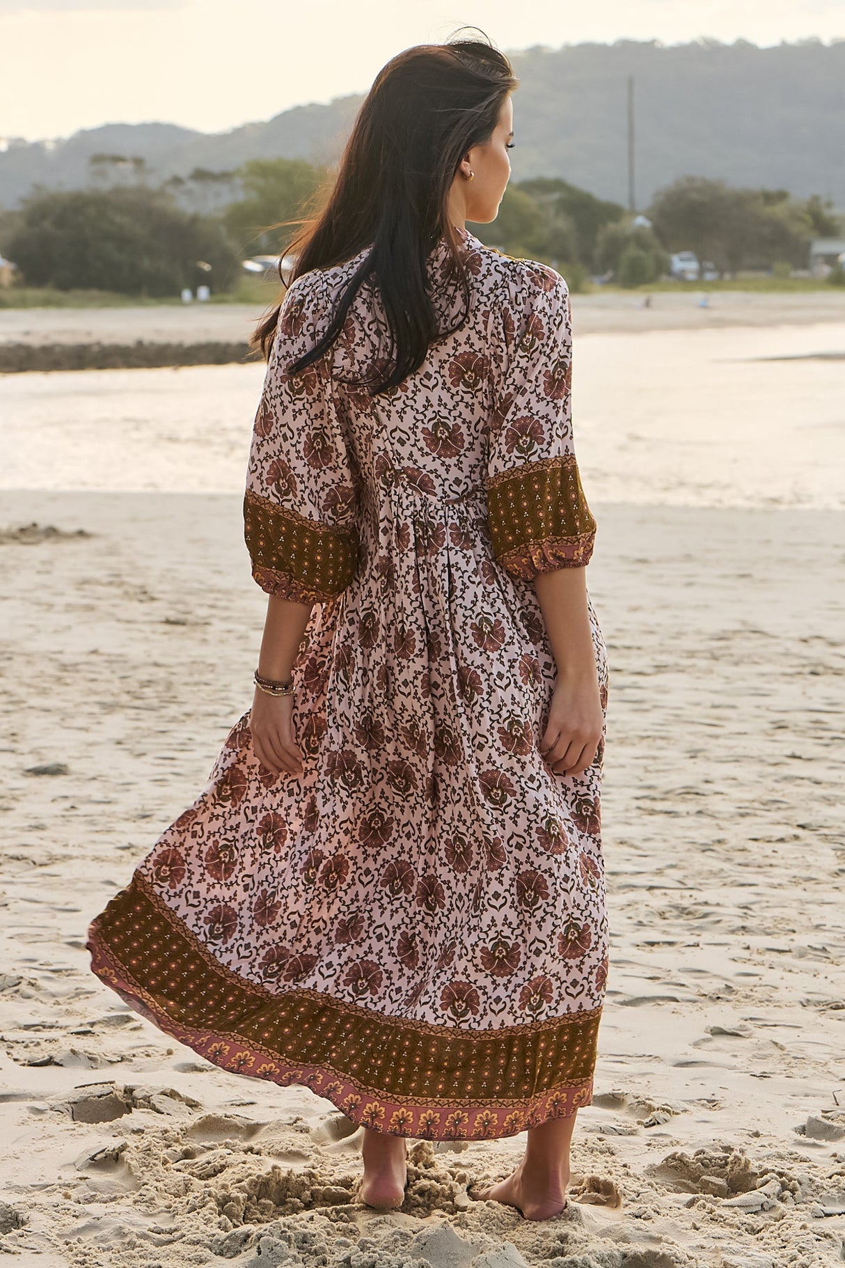 JAASE - Boheme Midi Dress: Slimline Smock Dress in Wild Gypsy Print