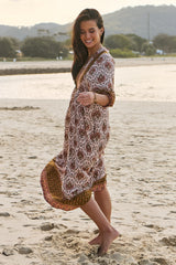 JAASE - Boheme Midi Dress: Slimline Smock Dress in Wild Gypsy Print