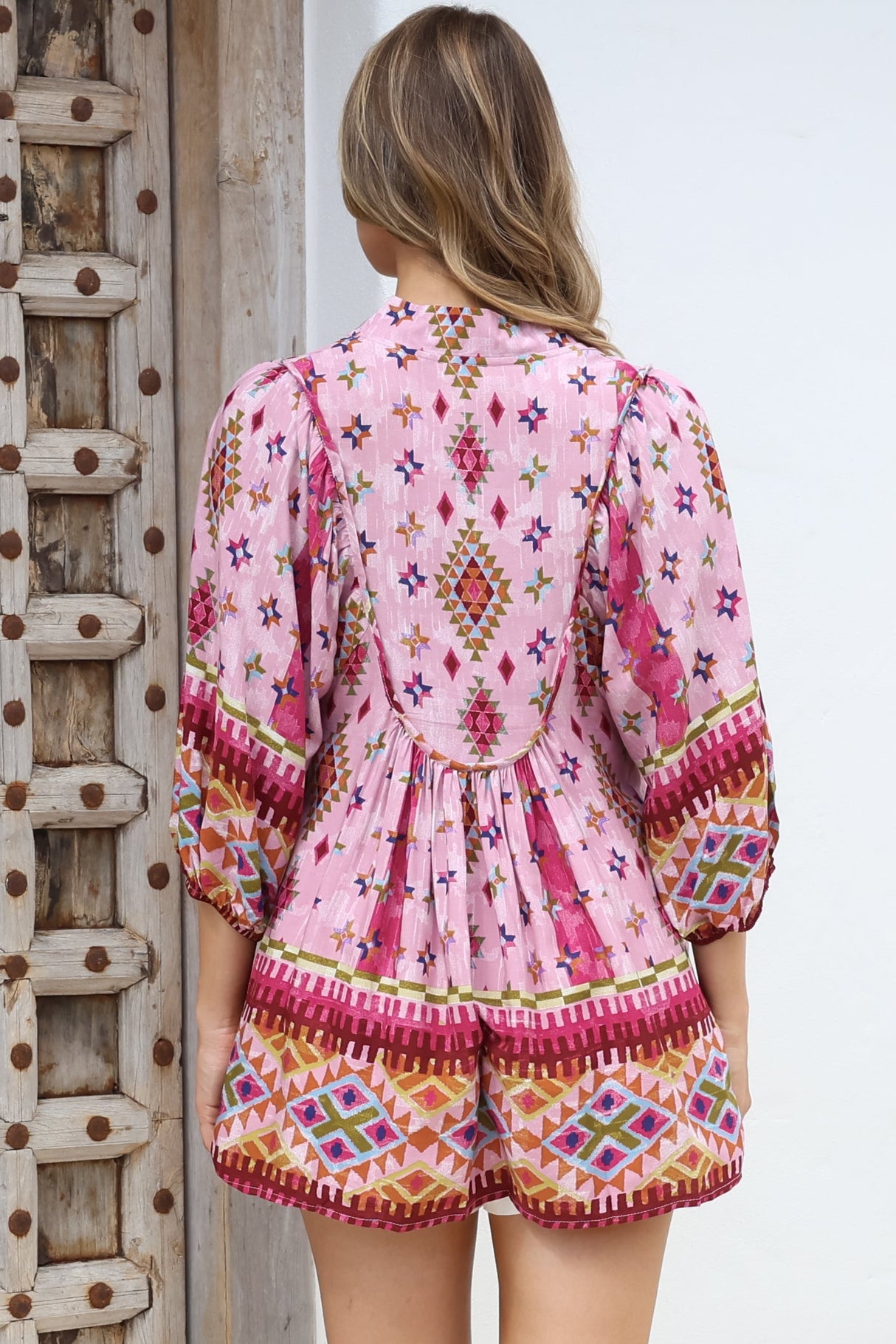 JAASE - Boheme Blouse: Thick Collar Smock Blouse in Lost Tribe Print