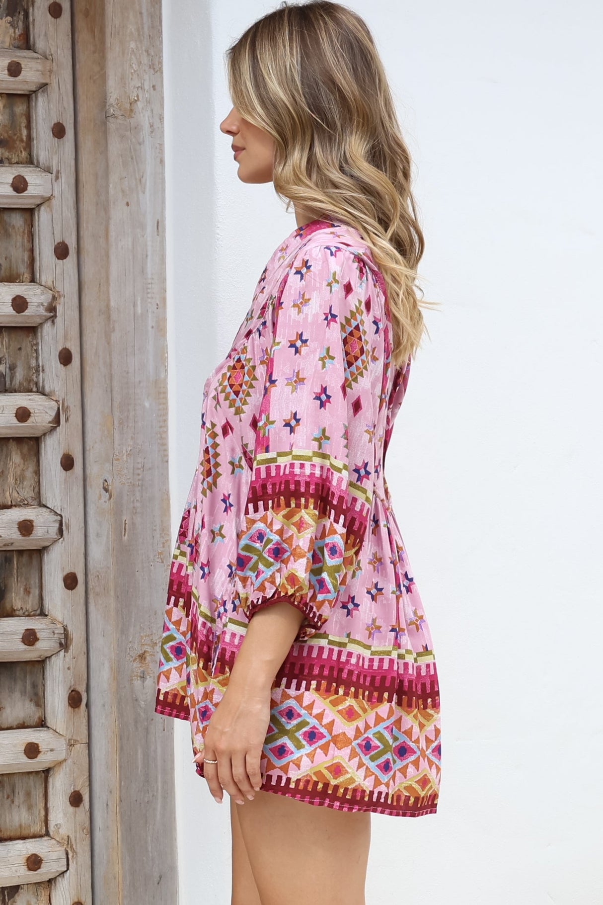 JAASE - Boheme Blouse: Thick Collar Smock Blouse in Lost Tribe Print