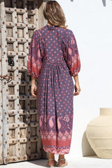 JAASE - Boheme Midi Dress: Piping Defined Bust Slimline Smock Dress In Dancing Daisy Print
